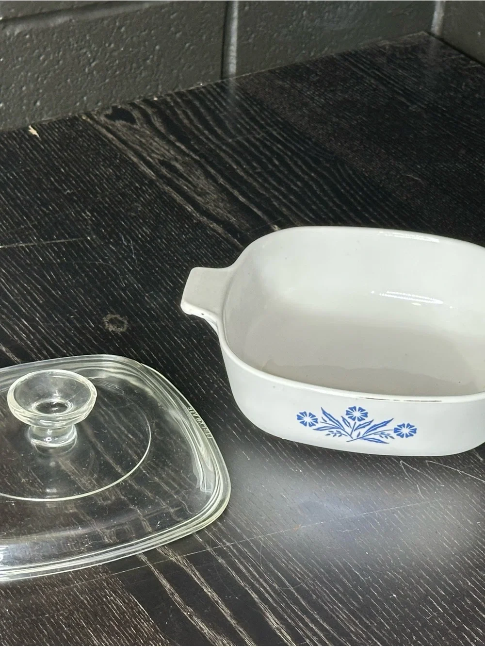 Corningware White Covered Casserole with Blue Logo and Floral Mark - Picture 8 of 12